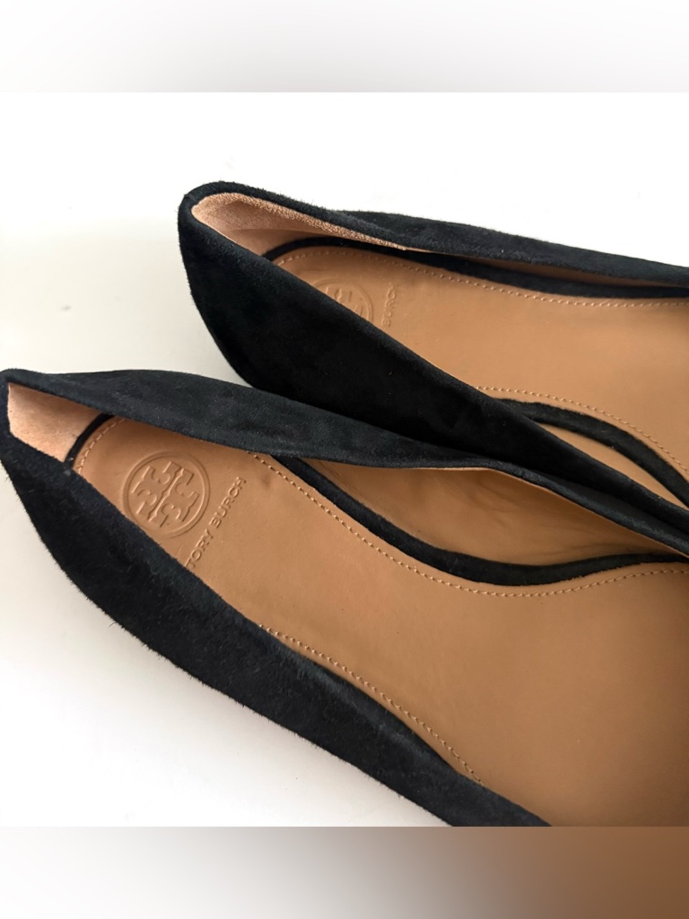 Tory Burch Black Pointed Toe Flats with Crystal Embellishment - Picture 13 of 14